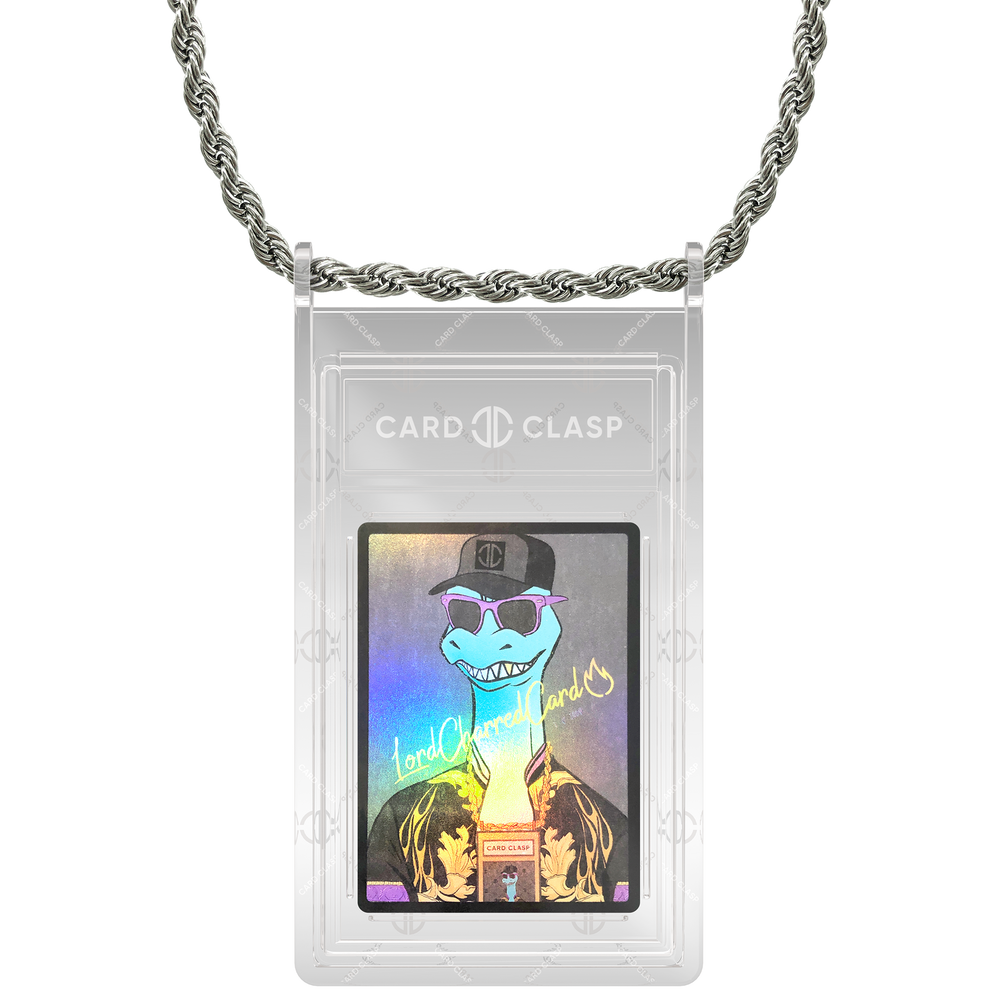 Card Clasp Slab Holder Necklace: Comet Clear